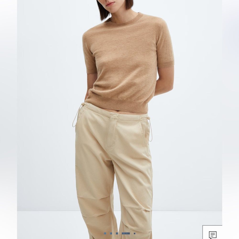Mango Beige Jogger PARACHUTE Pants in beige size XS NWT - Picture 4 of 9